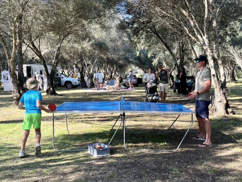 People playing table tennis